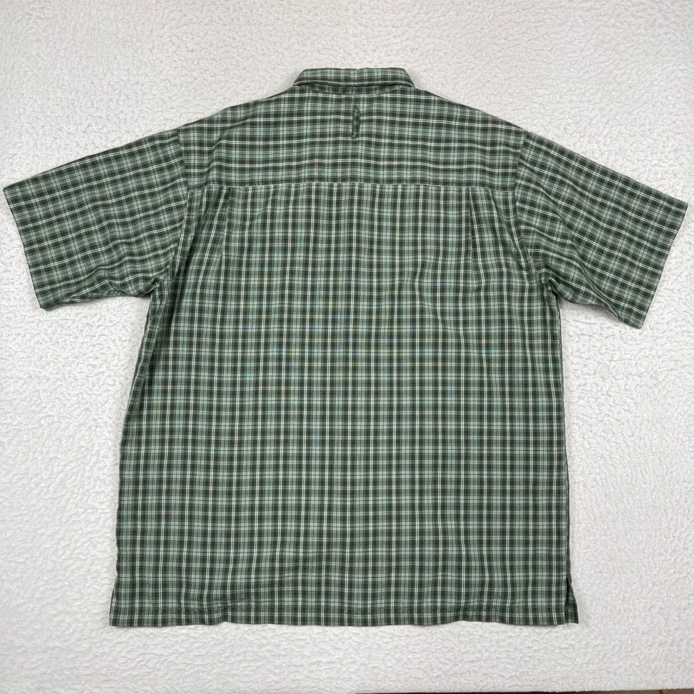 The North Face Button Down Shirt Mens XXL Green Plaid Short Sleeve Hiking AXU1